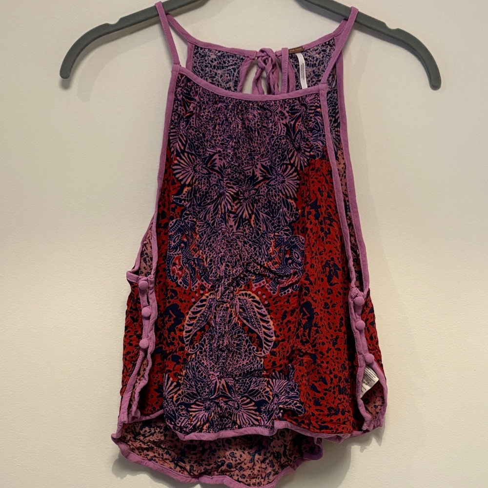 Free People Red and Purple Patterned Camisole